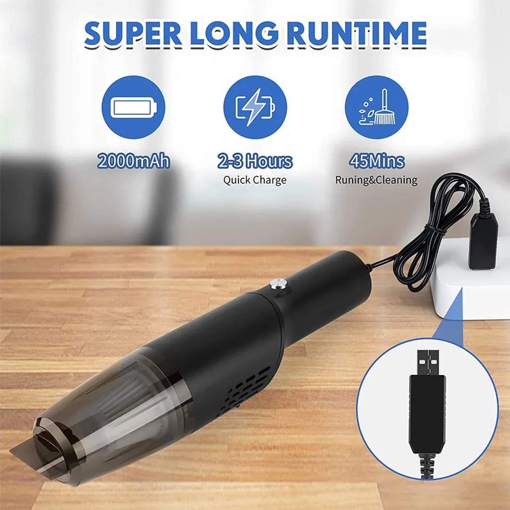 Mini Handstaubsauger Kabellos - Handstaubsauger Wiederaufladbar Tragbar , USB Staubsauger Für Auto, Tastatur, Tierhaare,Black – Bild 6