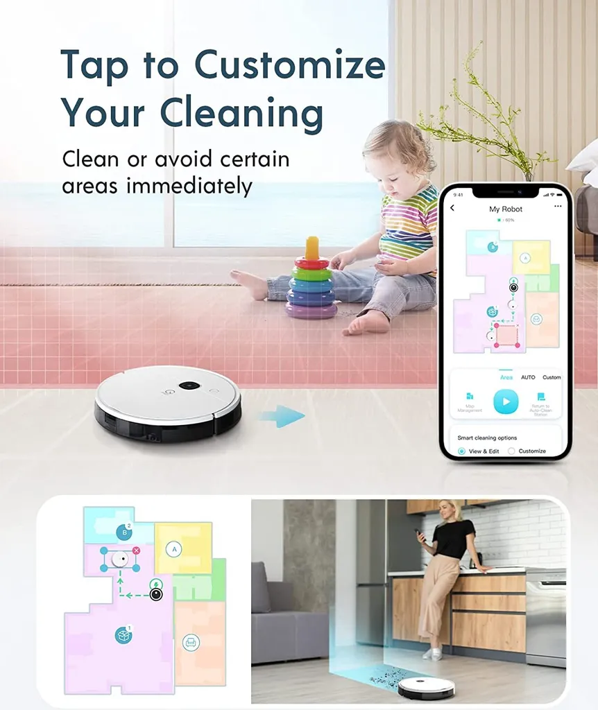 Yeedi Vac Hybrid 2-in-1 Saugroboter Wischfunktion Teppicherkennung Wischroboter 2500Pa – Bild 4