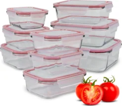 Classbach® Glas-Frischhaltedosen Mit Deckel, 9er-Vorratsdosen-Set/Vorratsgläser, Geeignet Für Mikrowelle, Spülmaschine Und Gefrierfach, Meal Prep Boxen Aus Glas, Perfekte Aufbewahrungsbox Küche