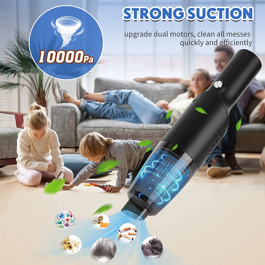 Mini Handstaubsauger Kabellos - Handstaubsauger Wiederaufladbar Tragbar , USB Staubsauger Für Auto, Tastatur, Tierhaare,Black – Bild 4