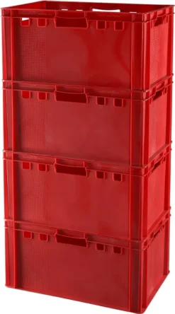 4 Stück Eurokisten E3 Metzgerkiste Rot