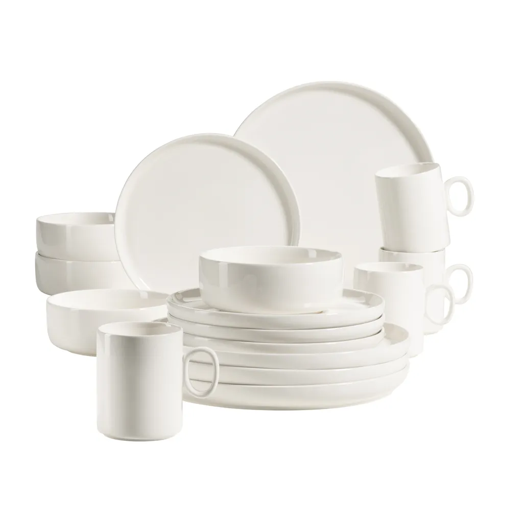 Mäser 931617 Kombiservice Finaro Für 4 Personen, Porzellan, Weiß (1 Set, 16-teilig)