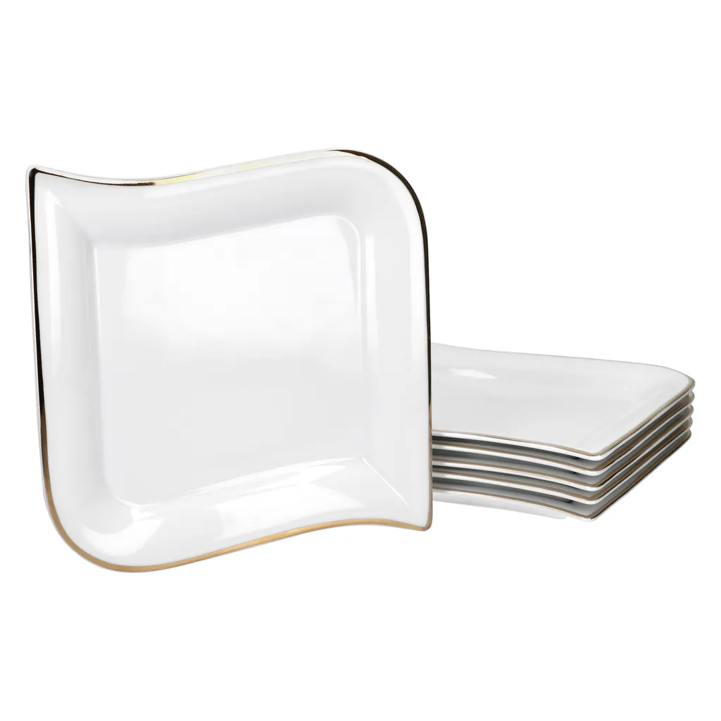 30tlg Geschirrset Silverline Kombi 6Pers Gold Kaffee Unterteller Kuchen/Speiseteller Suppenschale – Bild 2