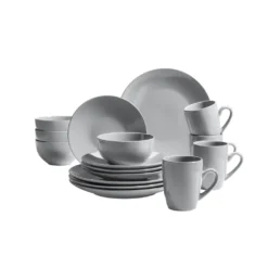 Mäser 931914 Kombiservice Pastell Selection Für 4 Personen, Steinzeug, Grau (1 Set, 16-teilig)