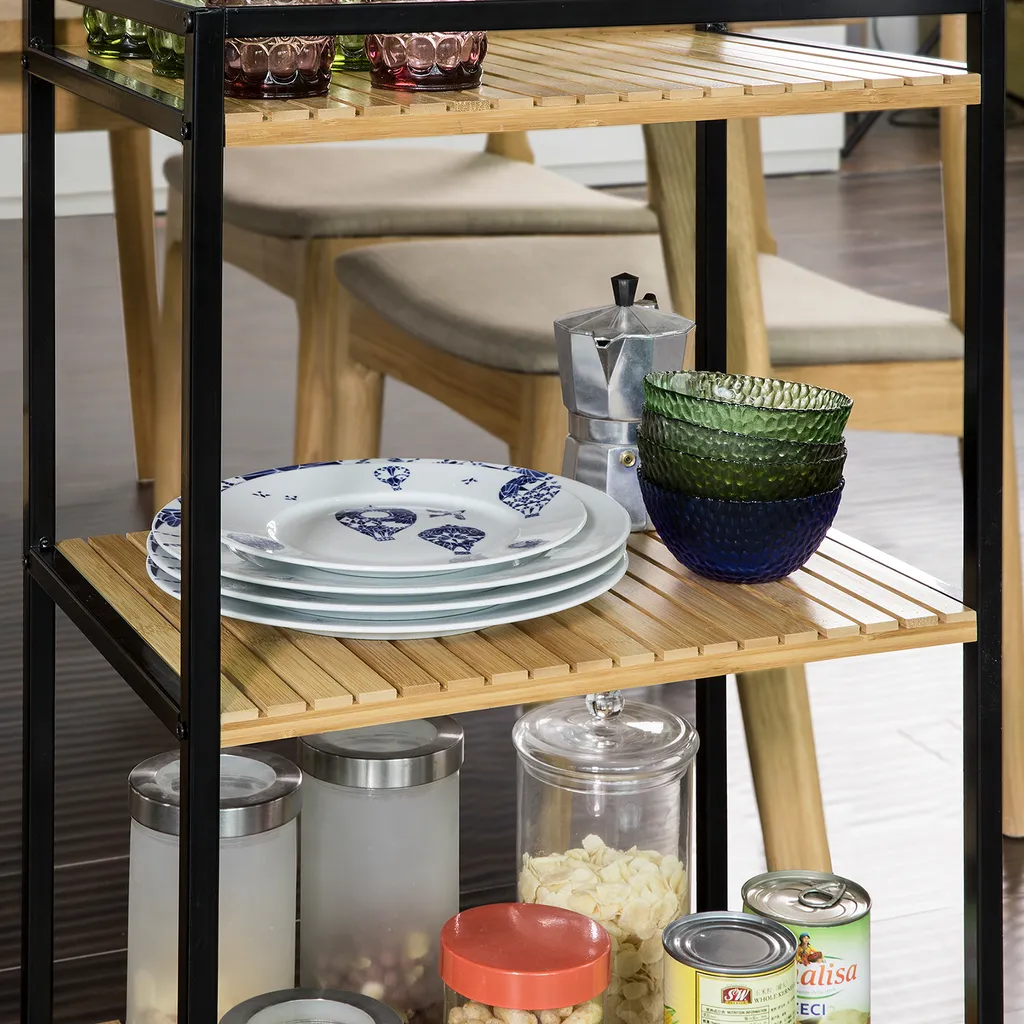 SoBuy Küchenwagen Servierwagen Rollwagen, Aus Metall Und Bambus FKW65-N – Bild 6