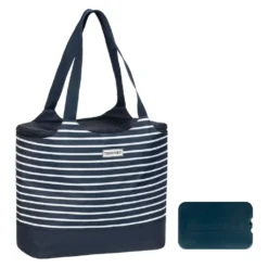 Strandtasche 2 In 1 Kühltasche + SchultertascheAHOI Blau Weiß - Navy