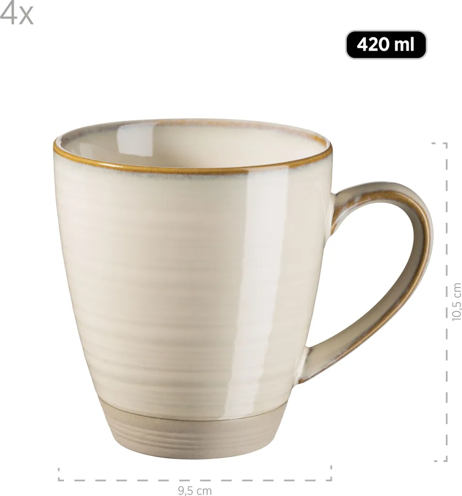 Mäser 931818 Frühstücksset Nottingham Für 4 Personen, Steinzeug, Beige (1 Set, 12-teilig) – Bild 10