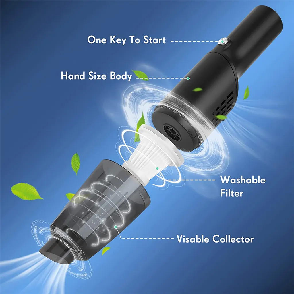 Mini Handstaubsauger Kabellos - Handstaubsauger Wiederaufladbar Tragbar , USB Staubsauger Für Auto, Tastatur, Tierhaare,Black – Bild 7