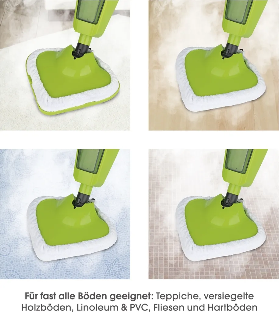 CLEANmaxx Dampfbesen 1000W Grün Bodenpflege Inkl. Messbecher Mikrofasertuch – Bild 13
