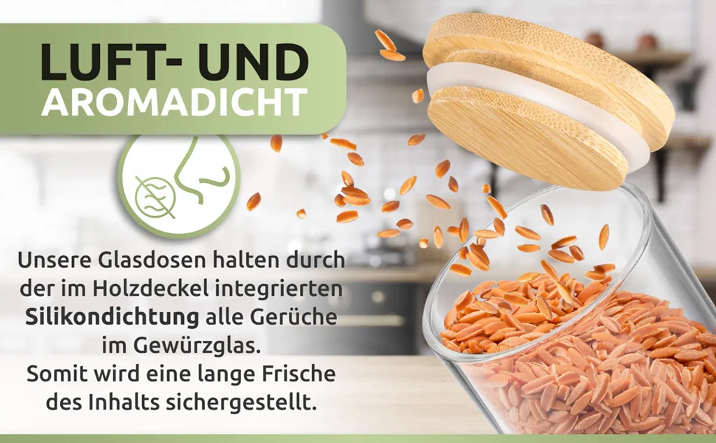 PORADA 12 Stapelbare Gewürzgläser Set 150ml Glasbehälter Mit Deckel Aufbewahrung Küche Gewürzdosen Vorratsdosen Glas Mit Deckel Aufbewahrungsgläser Küchenorganisation Aufbewahrung… – Bild 7