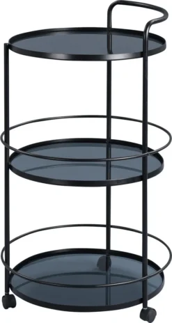 Beistellwagen Toledo - Metall, Glas - Auf Rollen - D=50cm