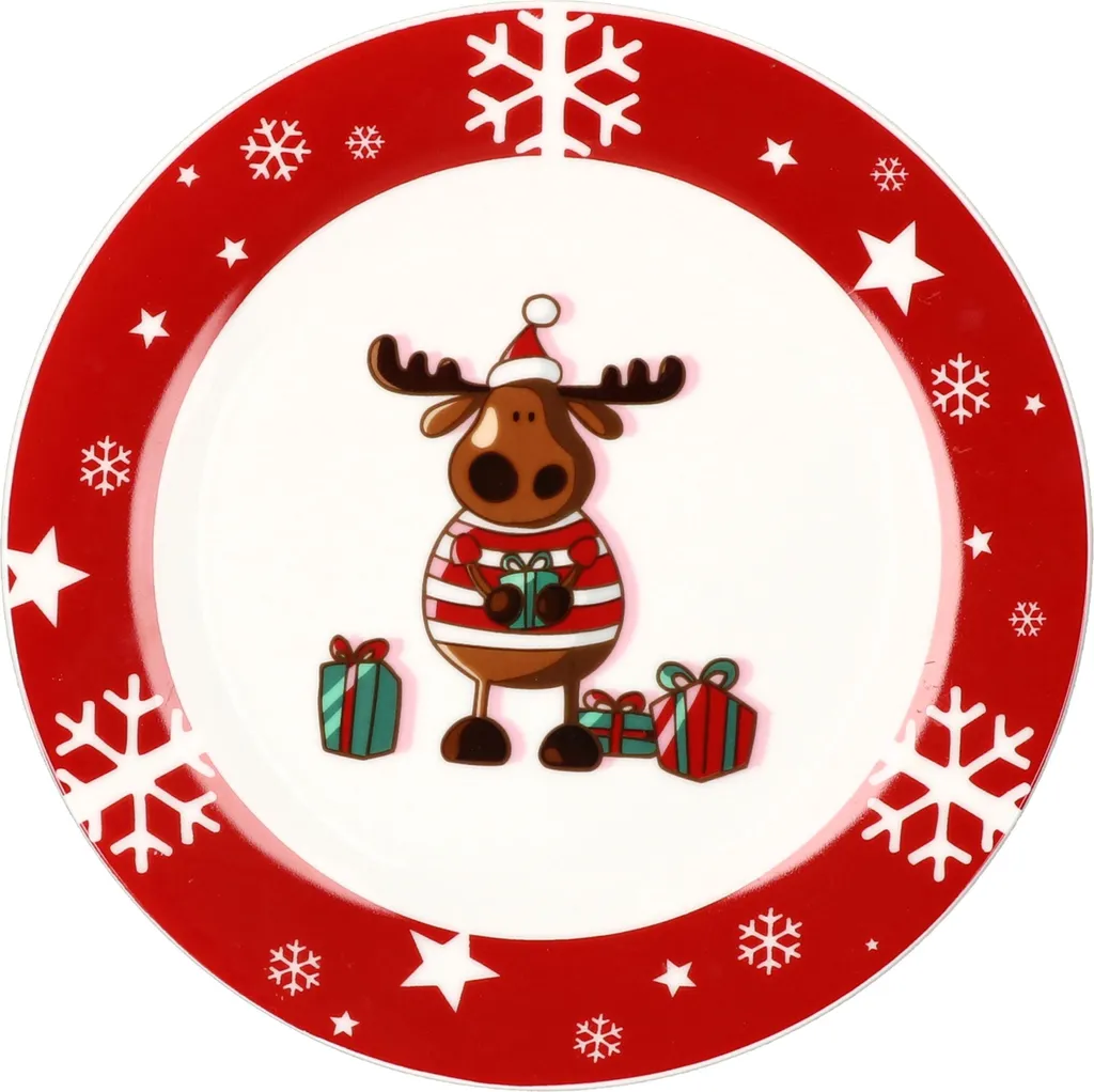 Kaffeeservice Elch 18tlg. Für 6 Personen Weiß Mit Weihnachtsdekor Lustiger Elch – Bild 2