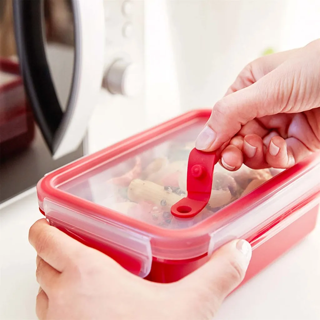 Emsa Mikrowellendose CLIP & MICRO 1,2 Liter Mit Einsätzen Transparent / Rot – Bild 5