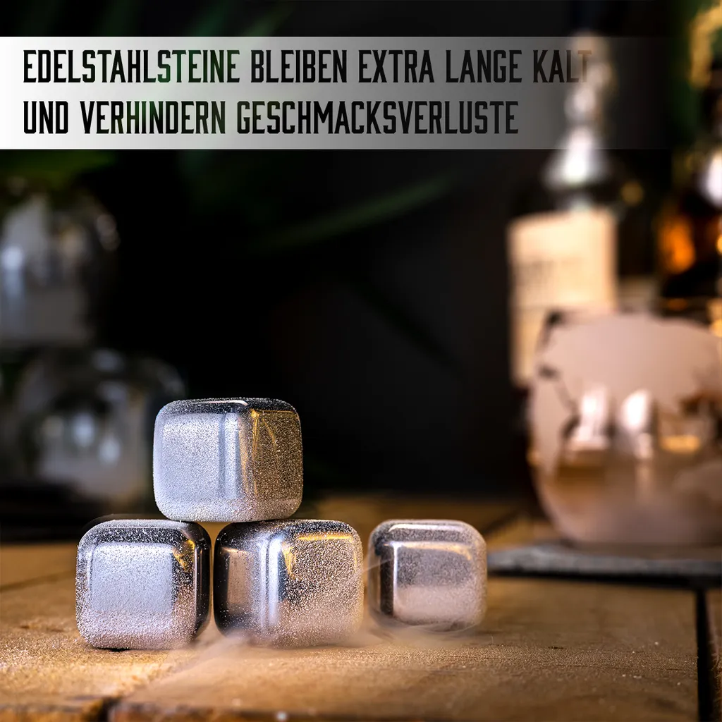 Whisiskey - Whisky Karaffe - Geschenke Für Männer - Komplette Whiskey Set - Globus - 900ML – Inkl. 4 Whisky Steine, 4 Whisky Gläser & Ausgießer - Whisky Dekanter – Whiskygläser - Natursteine – Bild 5