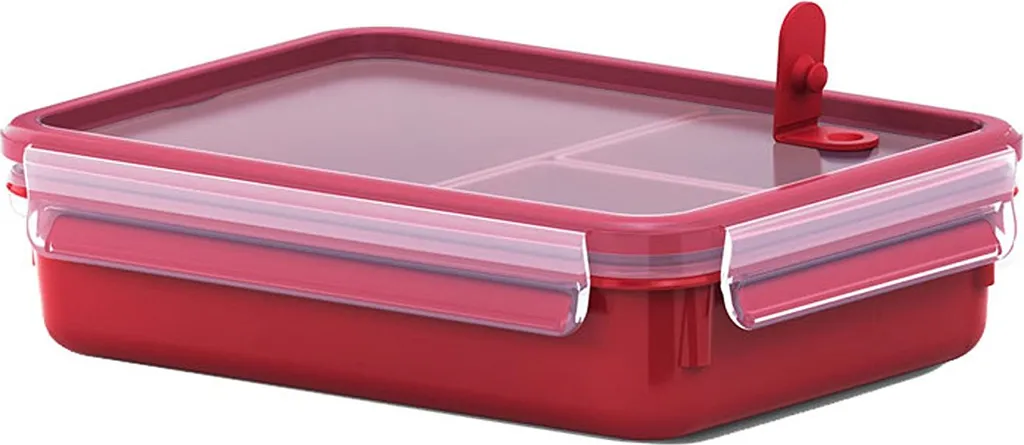 Emsa Mikrowellendose CLIP & MICRO 1,2 Liter Mit Einsätzen Transparent / Rot – Bild 2